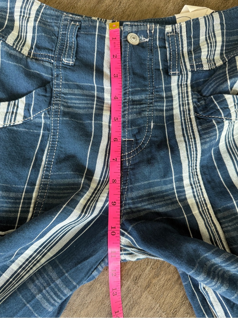 NWT Free People Rose Hall Low Slung Trousers size 26 Blue White - Picture 5 of 14